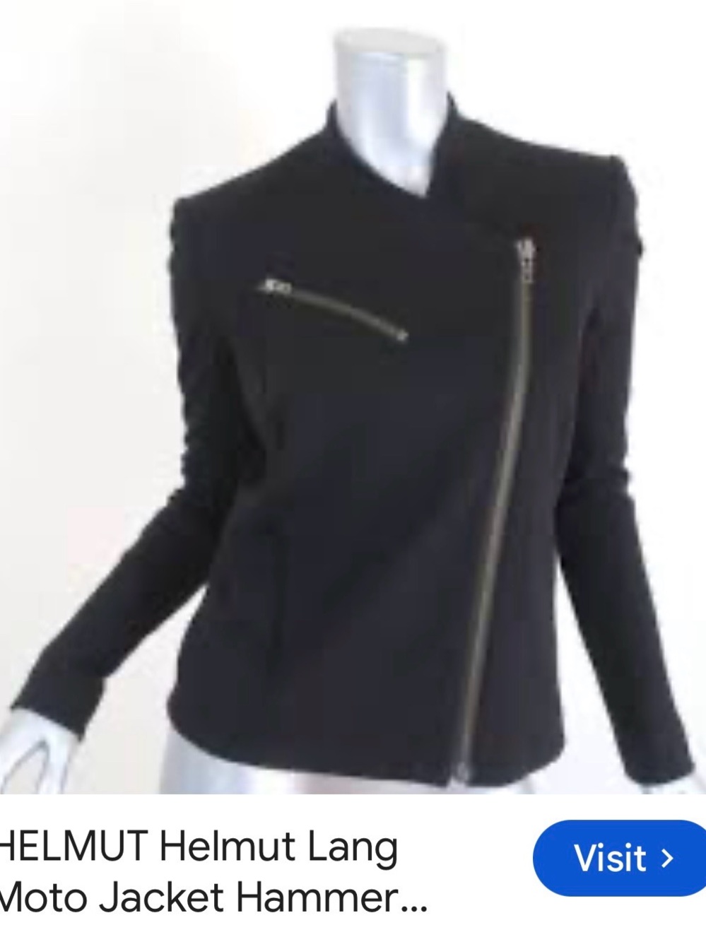 Helmut Lang Black Leather Asymmetric Moto Jacket